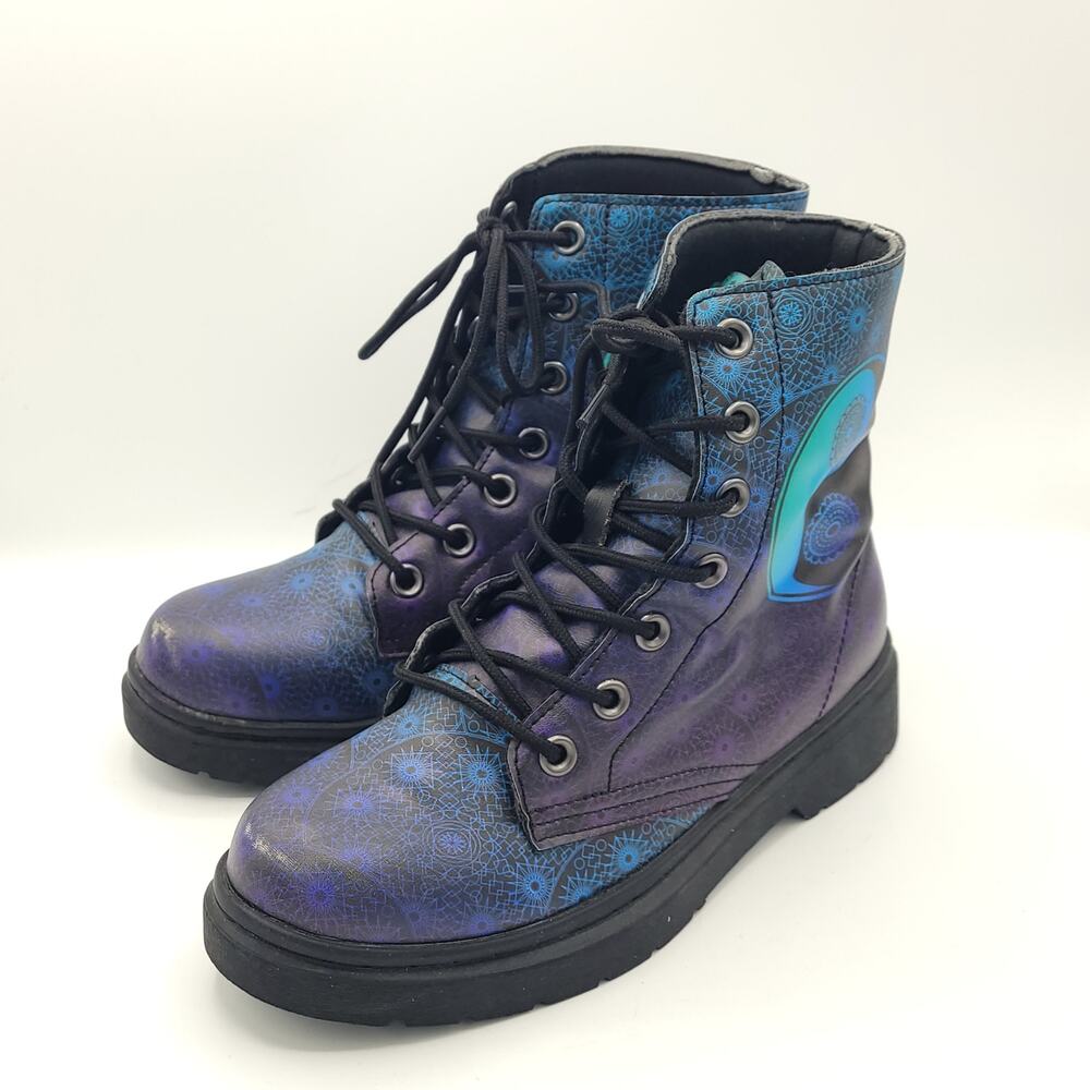 Yes We Vibe Yin Yang Mandala Boots green blue purple Boho women's size 6.5